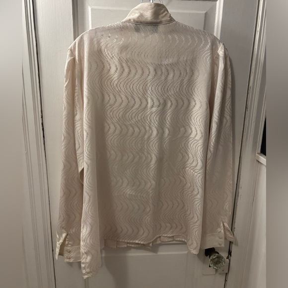 Vintage 80s Cream Ruffle Cravat High Neck Romantic Victorian Blouse - Picture 3 of 4